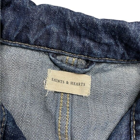 SAINTS & HEARTS Kobe Utility Denim Jumpsuit Blue Size Small - Picture 13 of 13